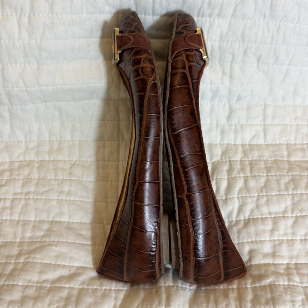 Elaine Turner Aligator look Flat Ballet Shoes w/ Leopard Buckle Sz 7.5 - Picture 8 of 8
